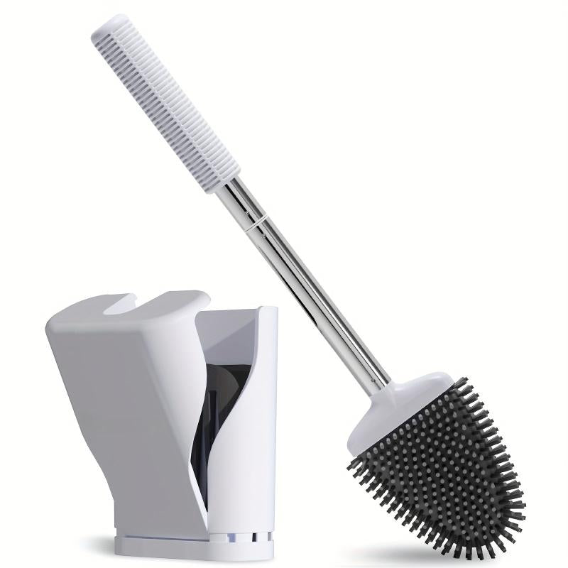 Compact Silicone Toilet Brush Set with Holder