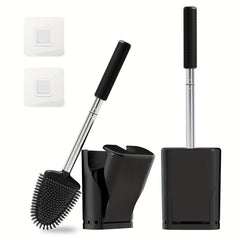 Compact Silicone Toilet Brush Set with Holder