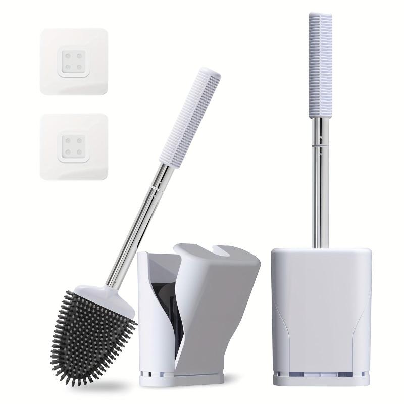 Compact Silicone Toilet Brush Set with Holder