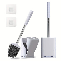 Compact Silicone Toilet Brush Set with Holder