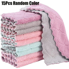 Microfiber Dish Cloths Double-sided Towels Soft Absorbent Strong Stain Removal