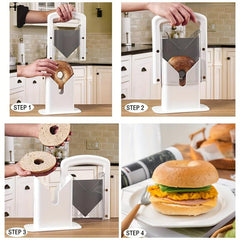 Stainless Steel Bagel Slicer with Safe Grip and Safety Shield