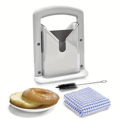 Stainless Steel Bagel Slicer with Safe Grip and Safety Shield