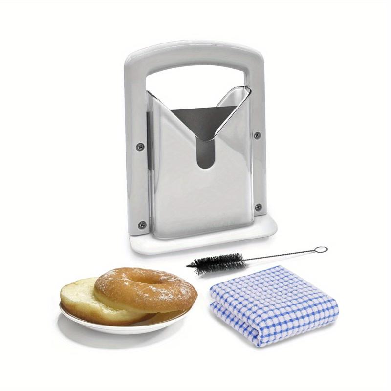 Stainless Steel Bagel Slicer with Safe Grip and Safety Shield