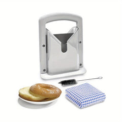 Stainless Steel Bagel Slicer with Safe Grip and Safety Shield