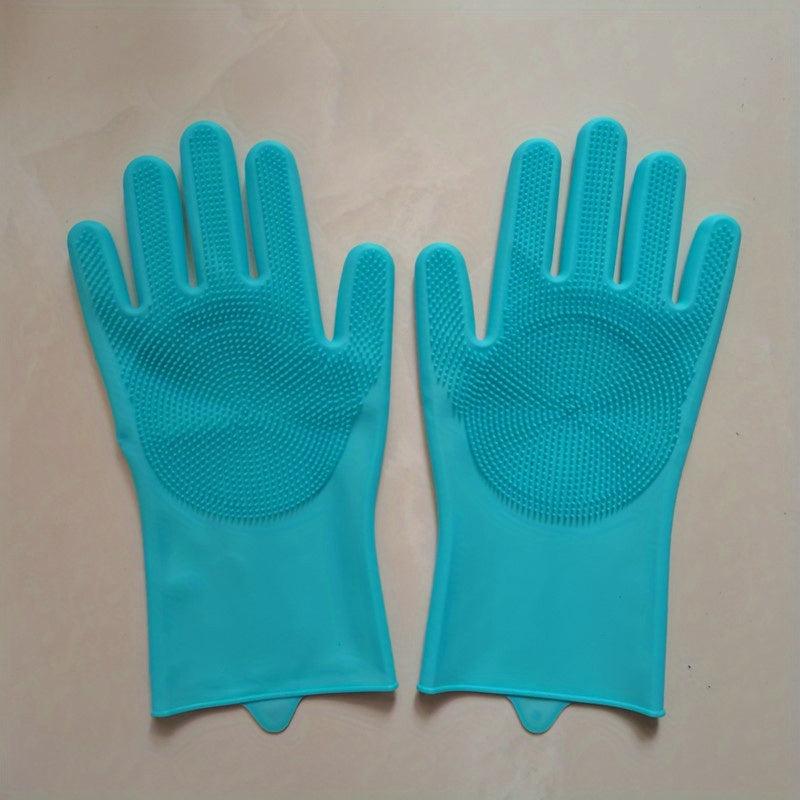 Kitchen Silicone Dishwashing Gloves with Dishwashing Brush