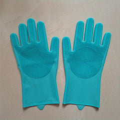Kitchen Silicone Dishwashing Gloves with Dishwashing Brush