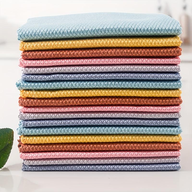 10pcs Fish Scale Dishcloth Soft Cleaning Cloth for Mirrors and Dishes