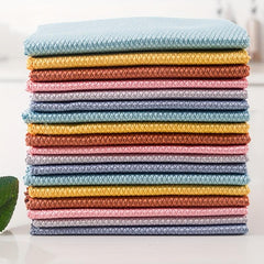 10pcs Fish Scale Dishcloth Soft Cleaning Cloth for Mirrors and Dishes