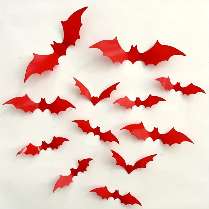 Halloween 3D Bat Vinyl Sticker Set - Home Office School Decor