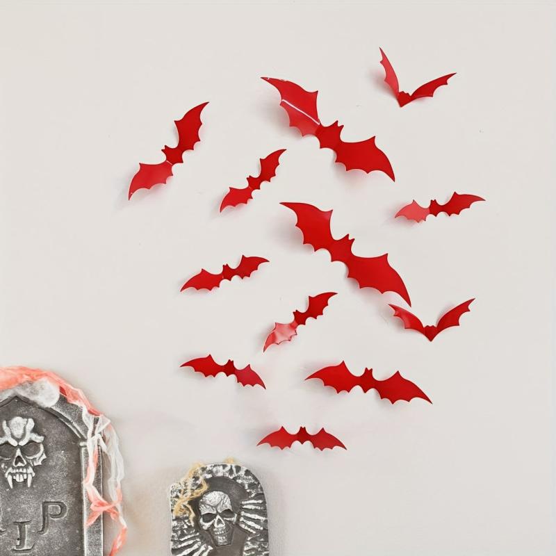 Halloween 3D Bat Vinyl Sticker Set - Home Office School Decor