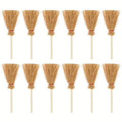 10pcs Mini Witch Broom Straws for Halloween Decorations DIY Costumes Dollhouses