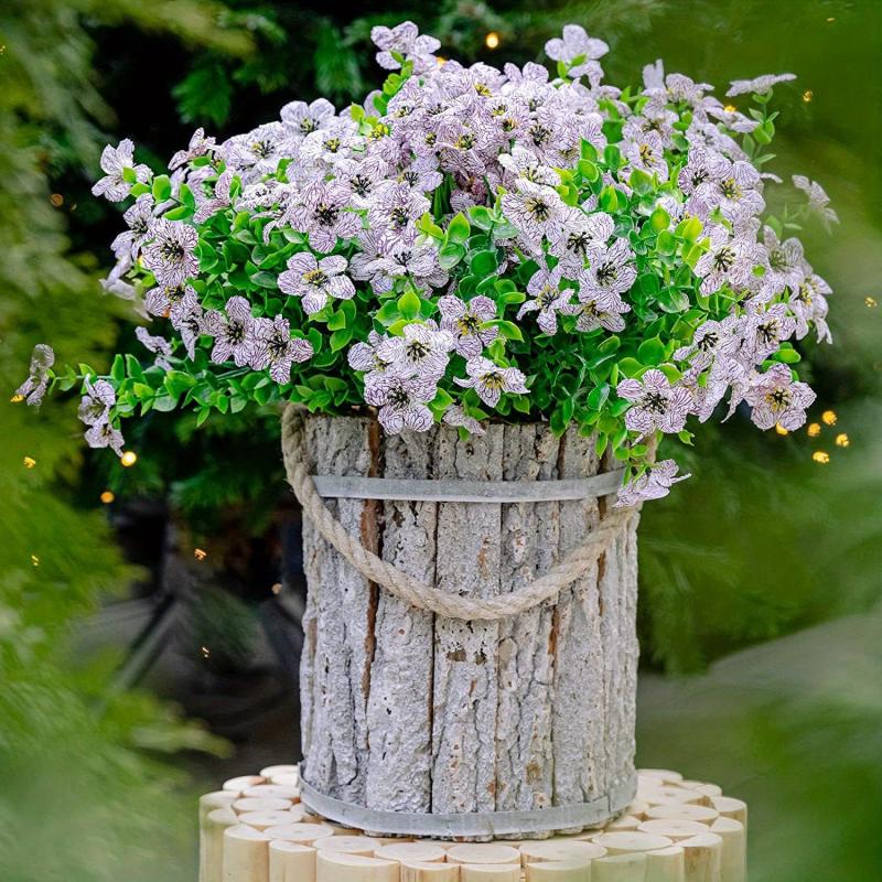 4 Bundles Faux Boxwood Greenery for Yard Decor