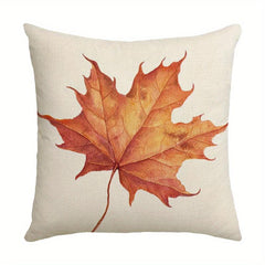 Thanksgiving Pumpkin Maple Leaf Throw Pillow Cover Cozy Fall Decor
