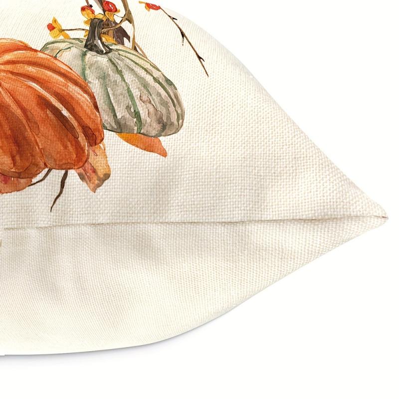 Thanksgiving Pumpkin Maple Leaf Throw Pillow Cover Cozy Fall Decor