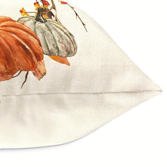 Thanksgiving Pumpkin Maple Leaf Throw Pillow Cover Cozy Fall Decor