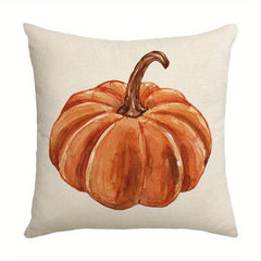 Thanksgiving Pumpkin Maple Leaf Throw Pillow Cover Cozy Fall Decor