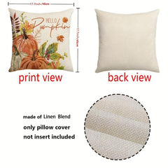 Thanksgiving Pumpkin Maple Leaf Throw Pillow Cover Cozy Fall Decor
