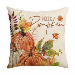 Thanksgiving Pumpkin Maple Leaf Throw Pillow Cover Cozy Fall Decor