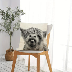 Cow Square Linen Cushion Cover 45cmx45cm Highland Cow Print Pillow Cover
