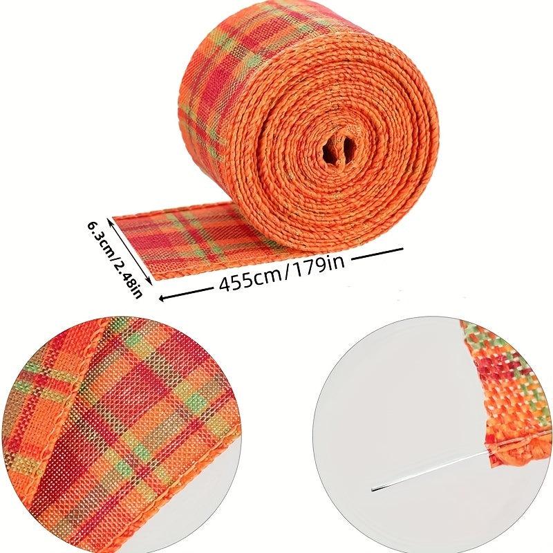 Thanksgiving Fall Wired Edge Ribbons - Autumn Plaid Burlap Ribbons