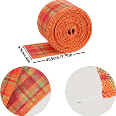 Thanksgiving Fall Wired Edge Ribbons - Autumn Plaid Burlap Ribbons