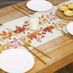 Autumn Pumpkin Maple Leaf Table Flag 13x72 Inches for Halloween Decor
