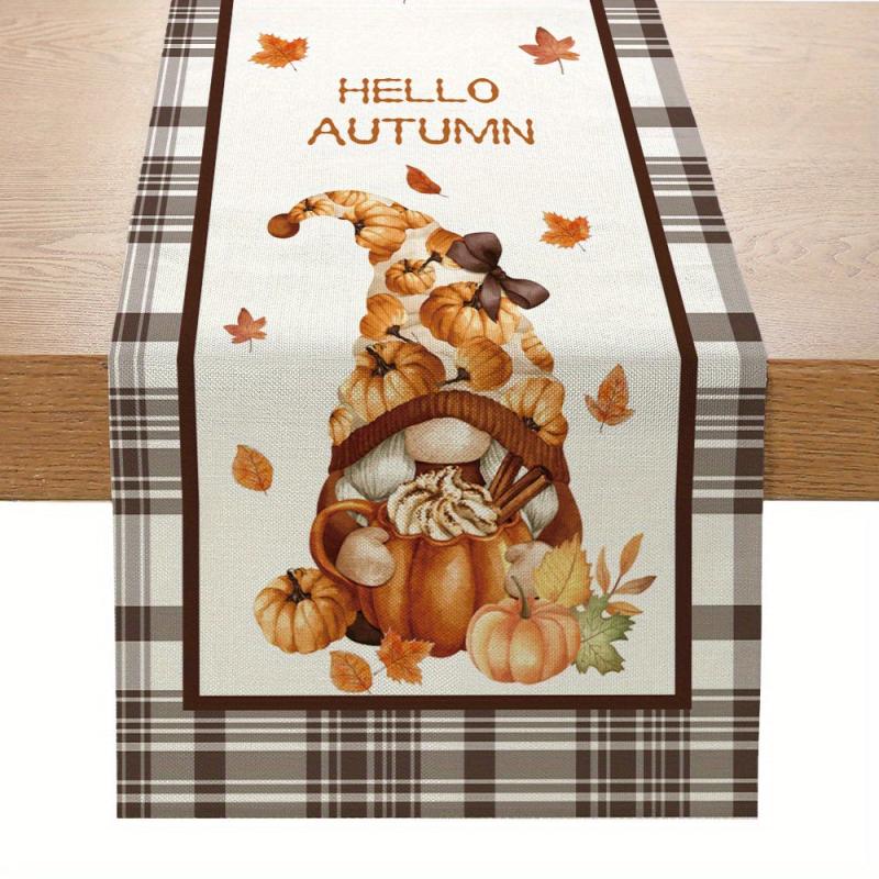 Autumn Pumpkin Maple Leaf Table Flag 13x72 Inches for Halloween Decor