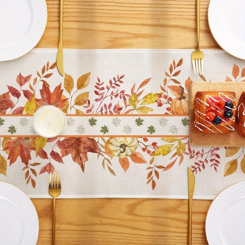Autumn Pumpkin Maple Leaf Table Flag 13x72 Inches for Halloween Decor