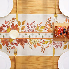 Autumn Pumpkin Maple Leaf Table Flag 13x72 Inches for Halloween Decor