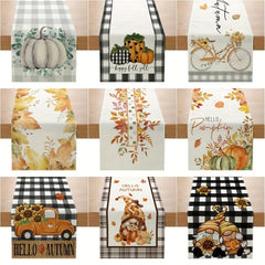 Autumn Pumpkin Maple Leaf Table Flag 13x72 Inches for Halloween Decor