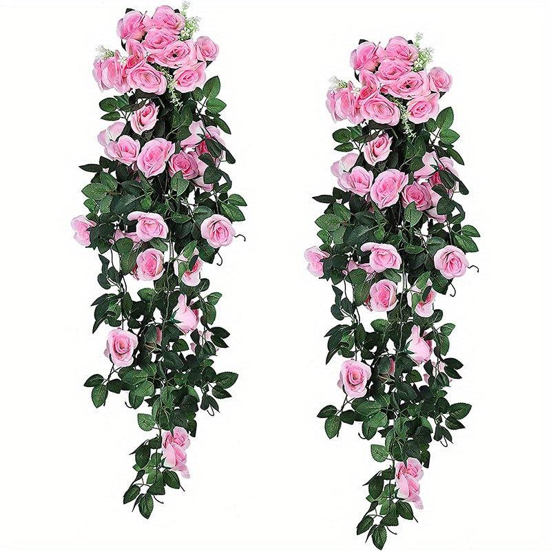 Real Touch Rose Vine Artificial Hanging Flower for Home Wedding