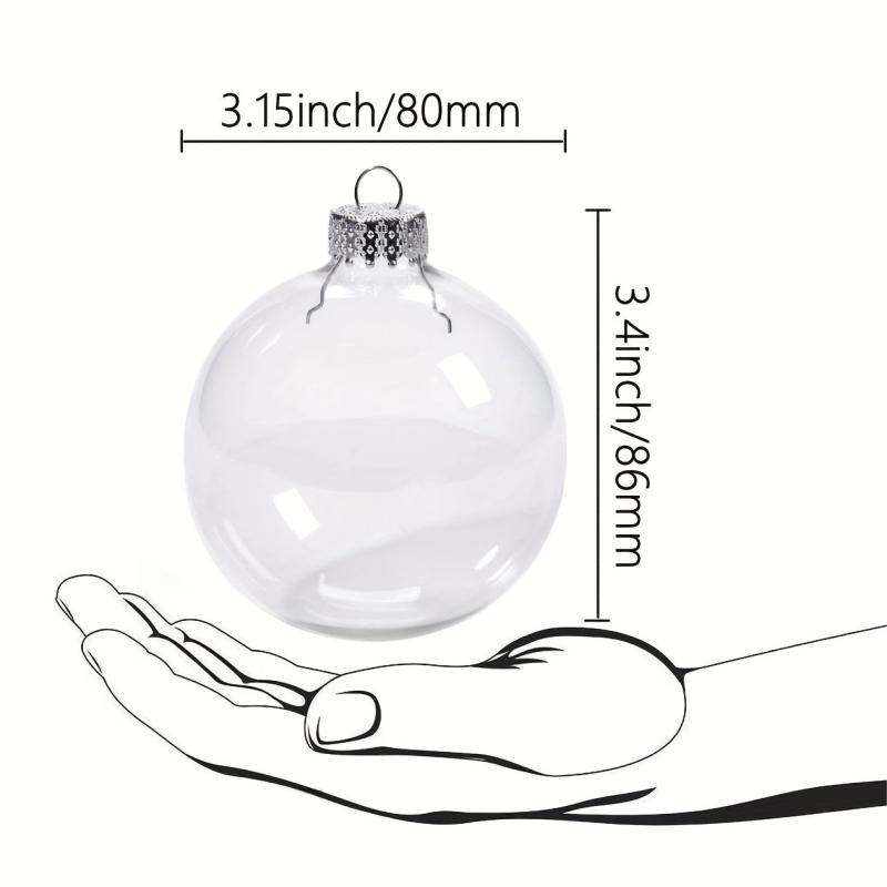 12pcs Transparent Plastic Christmas Ball Ornaments