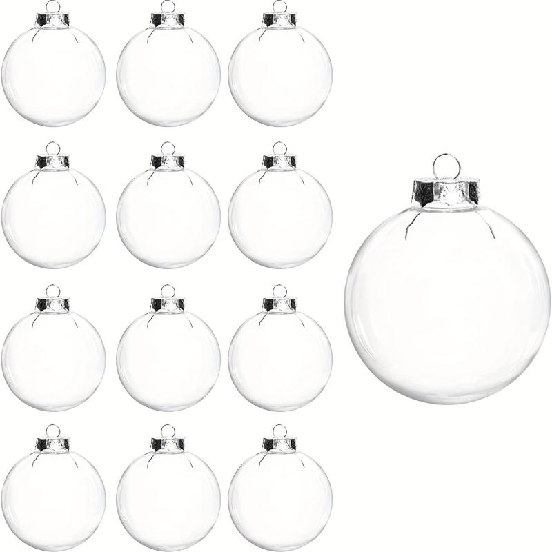 12pcs Transparent Plastic Christmas Ball Ornaments