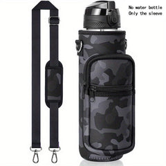 Insulated Water Bottle Carrier Sleeve Bag with Strap and Pockets