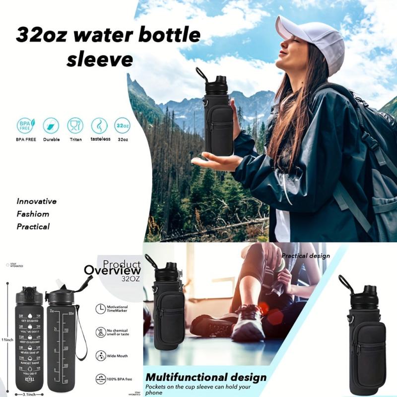 Insulated Water Bottle Carrier Sleeve Bag with Strap and Pockets