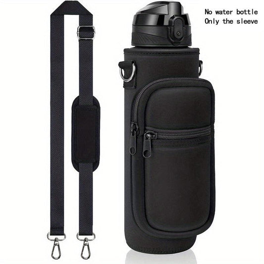 Insulated Water Bottle Carrier Sleeve Bag with Strap and Pockets
