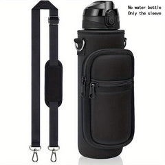 Insulated Water Bottle Carrier Sleeve Bag with Strap and Pockets