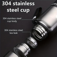34oz Stainless Steel Vacuum Bottle with Carrying Strap