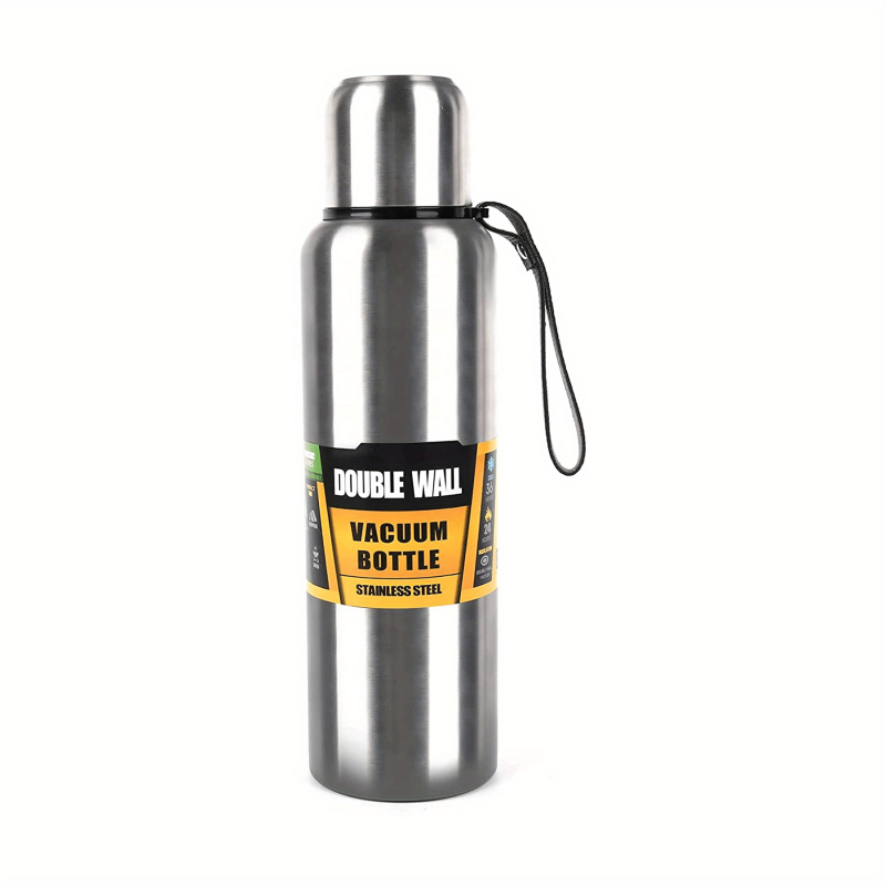 34oz Stainless Steel Vacuum Bottle with Carrying Strap