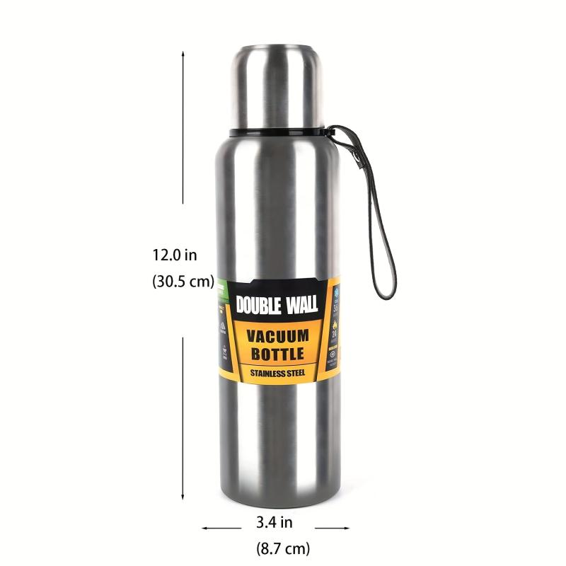 34oz Stainless Steel Vacuum Bottle with Carrying Strap