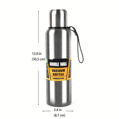 34oz Stainless Steel Vacuum Bottle with Carrying Strap