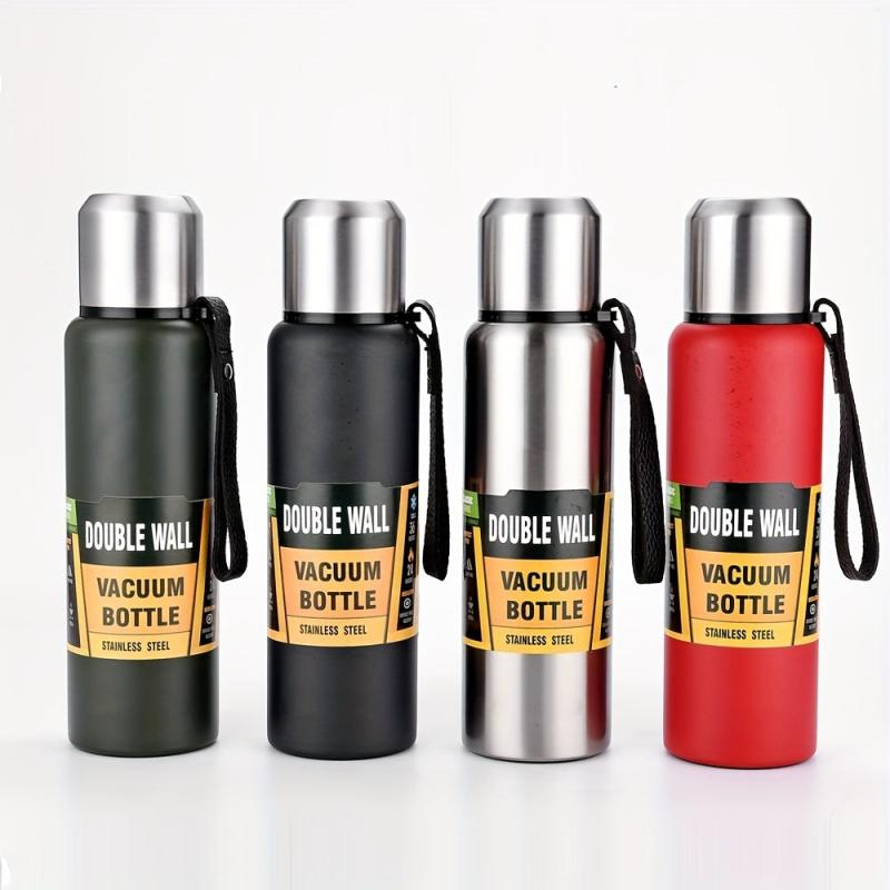 34oz Stainless Steel Vacuum Bottle with Carrying Strap