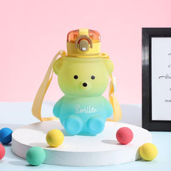 Cartoon Bear Water Bottle with Plastic Straw 27oz