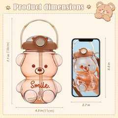 Bear Water Bottles Washable Water Bottle with Strap