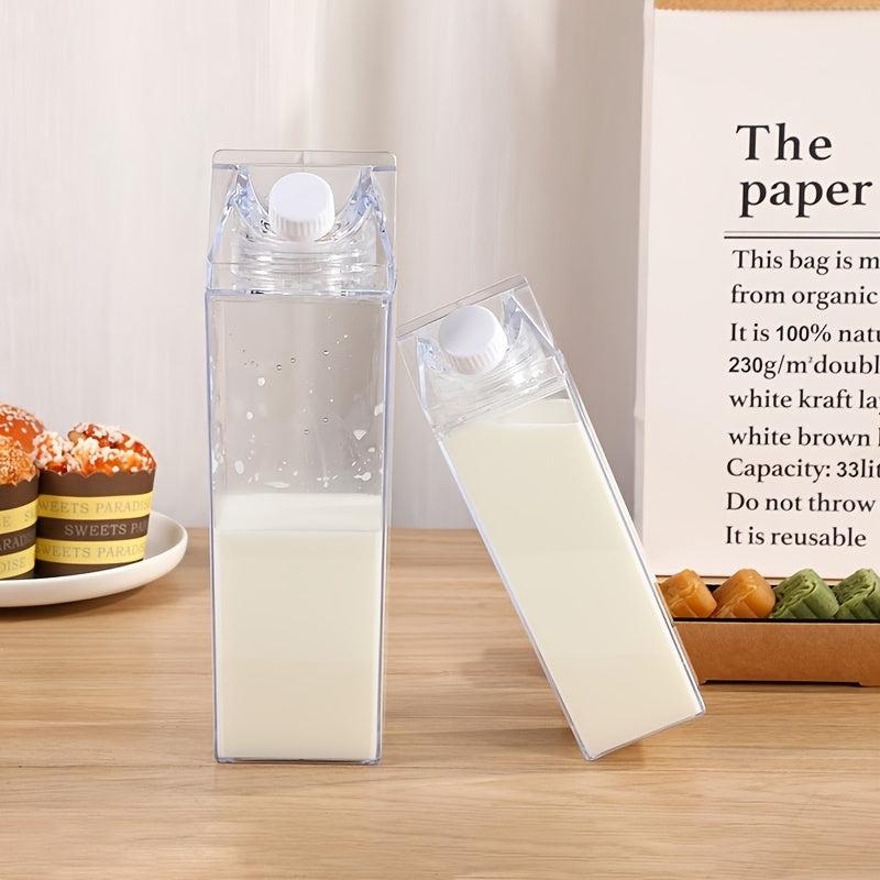 1pc Milk Carton Water Bottle 34oz Transparent Plastic Drinkware