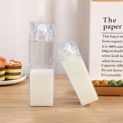 1pc Milk Carton Water Bottle 34oz Transparent Plastic Drinkware