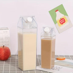 1pc Milk Carton Water Bottle 34oz Transparent Plastic Drinkware