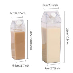1pc Milk Carton Water Bottle 34oz Transparent Plastic Drinkware