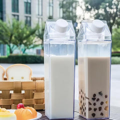 1pc Milk Carton Water Bottle 34oz Transparent Plastic Drinkware